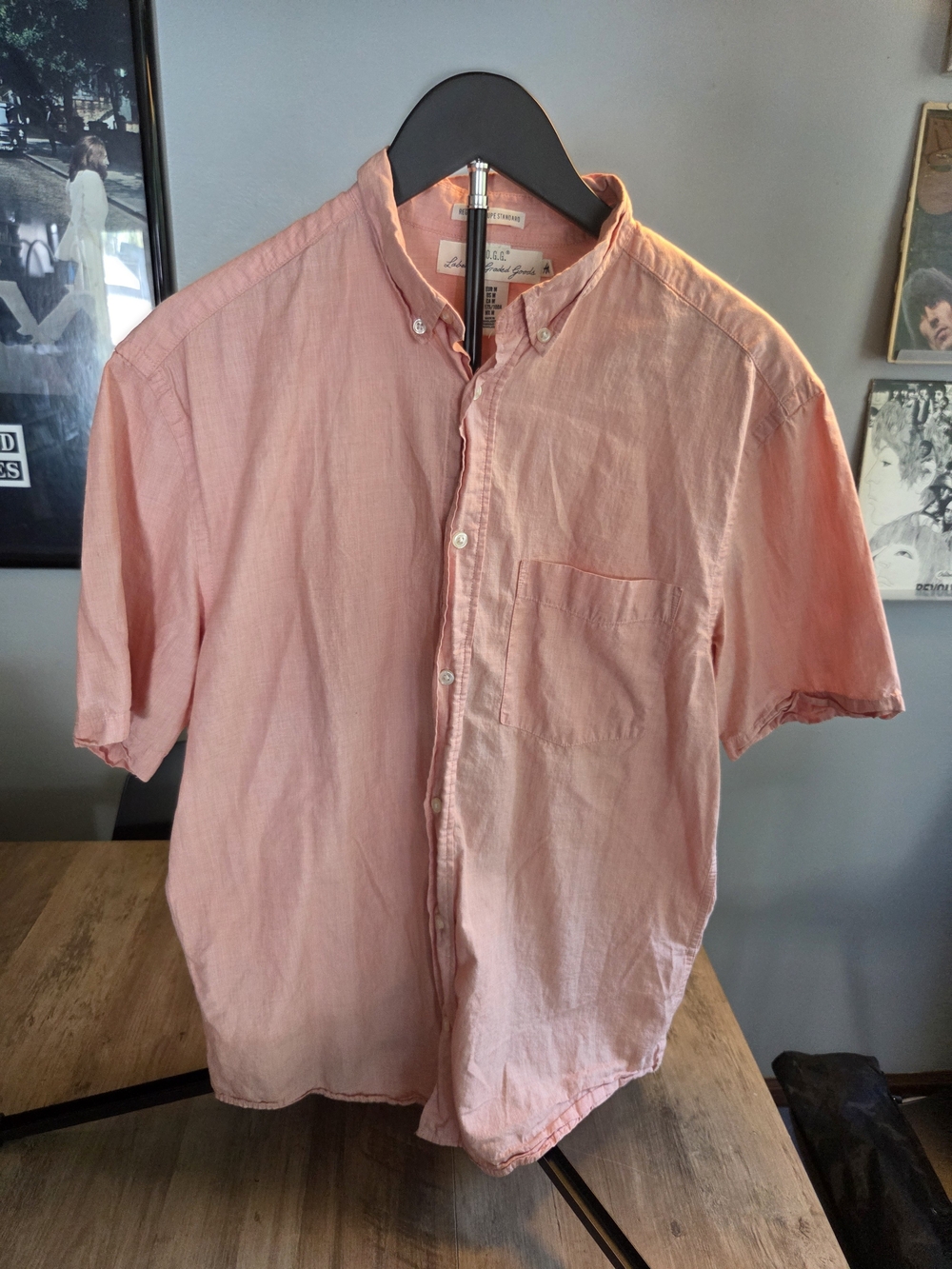 H&M Men's Light Pink Short-Sleeve Button-Down Shirt